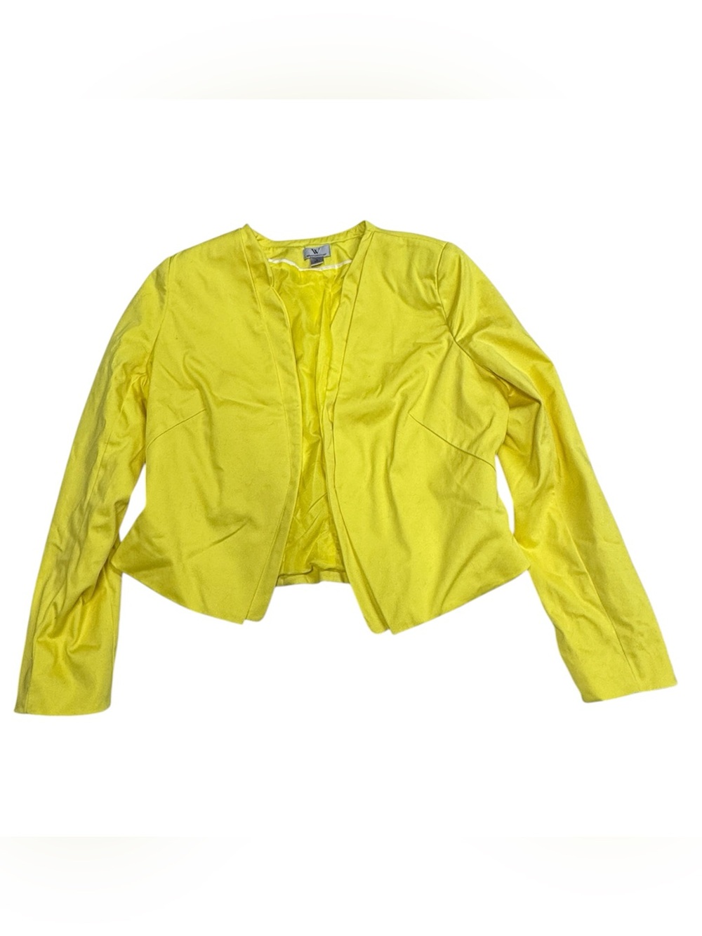 Wellington brand size large yellow suit jacket with sewn in shoulder pads inside